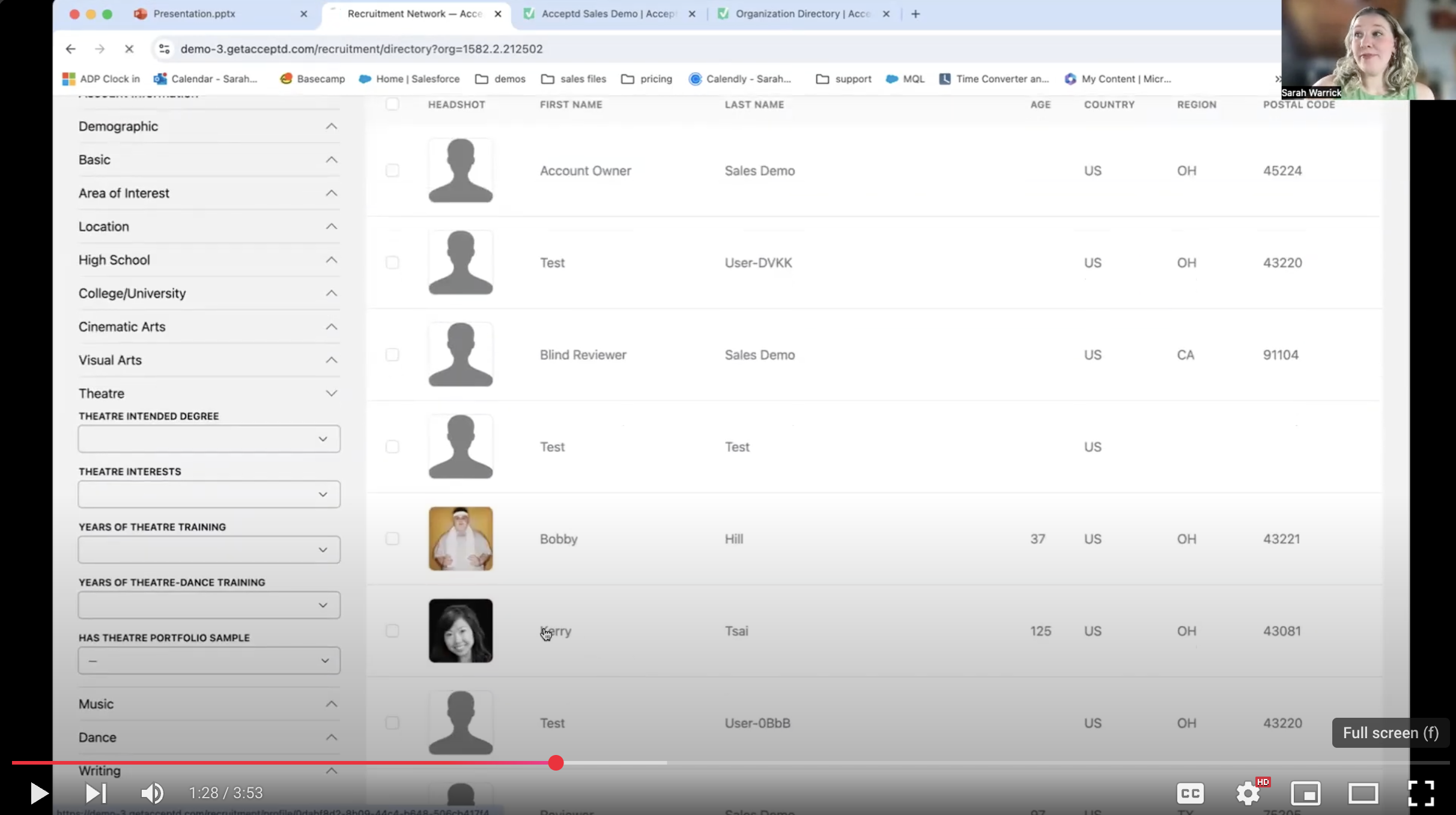 Screenshot of Recruitment Network Demo Video